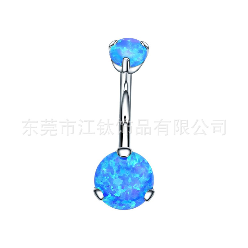 F136 Titanium Opal Navel Ring Three Claw G23 Titanium Alloy Body Piercing Umbilical Ring - Image 5