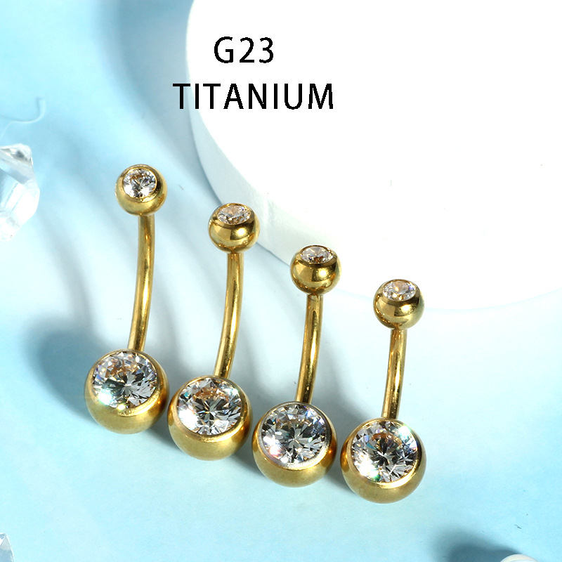 G23 Titanium Navel Ring with Zircon - Body Piercing Jewelry Belly Button Ring 8-10-12-14mm Single Sold - Image 4
