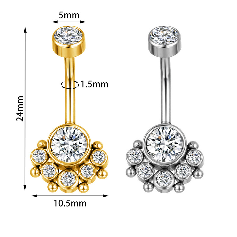 Gold Stainless Steel Navel Ring 14G 10mm Top 8mm Bottom Belly Button Piercing Jewelry - Image 5