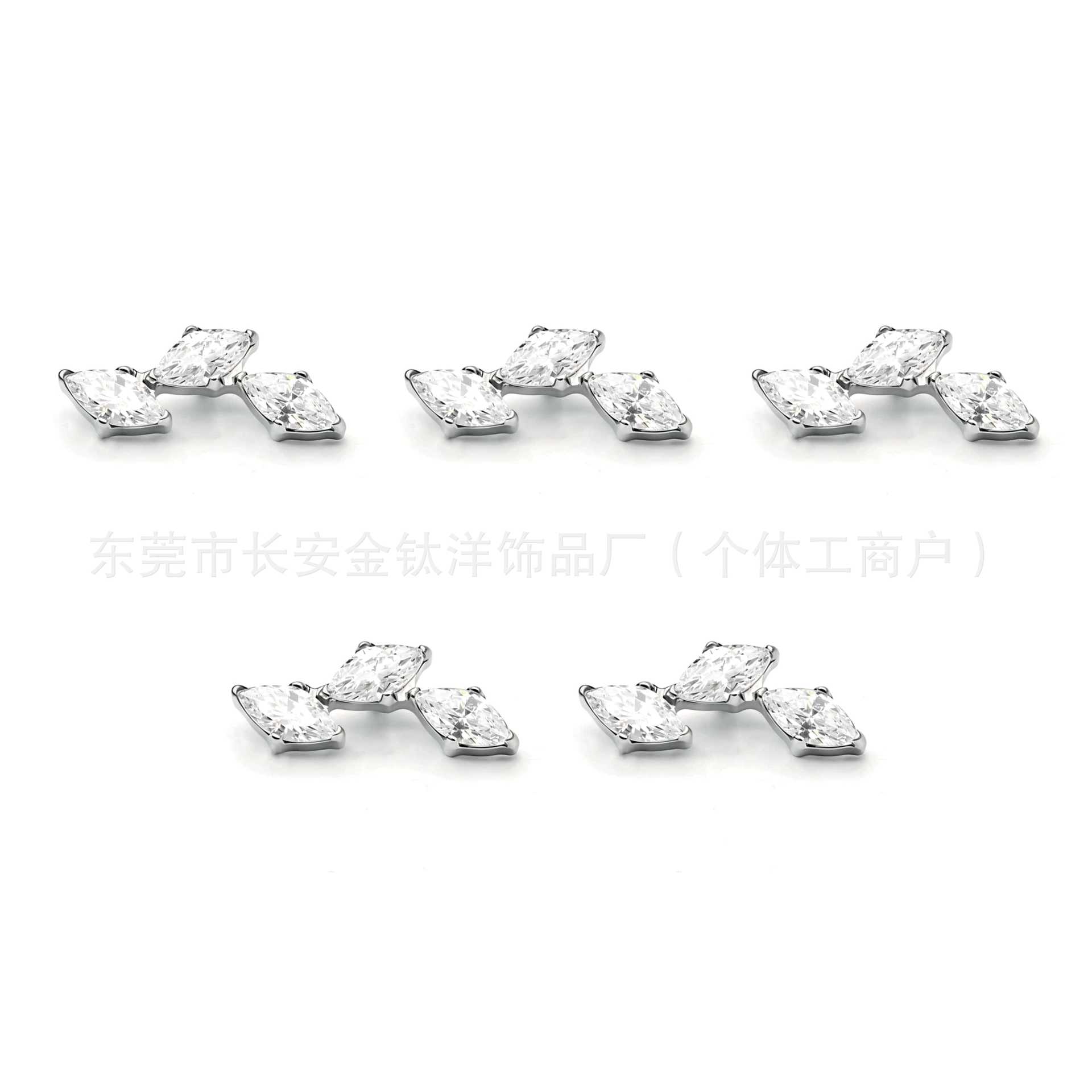 F136 Titanium Triple Rhombus Zircon Lip Piercing Nose Stud Ear Cartilage Stud Ear Bone Stud G23 Titanium Alloy Body Piercing Jewelry - Image 5