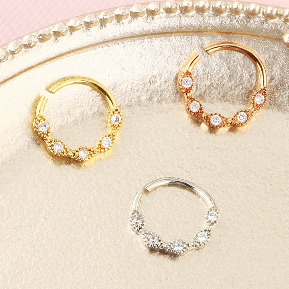 Crown Shape CZ Non-Pierced Nose Ring Hoop C-Type Nostril Jewelry for Women - Image 2