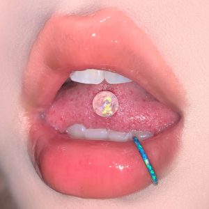 Pink 316L Surgical Steel Tongue Barbell External Thread Sparkle Ball Tongue Piercing Jewelry