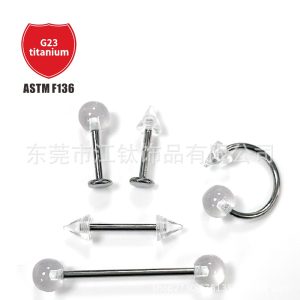 G23 Titanium Nose Ring with Acrylic Ball - ASTM F136 Titanium Alloy Body Piercing Jewelry for Ear, Lip, Nail