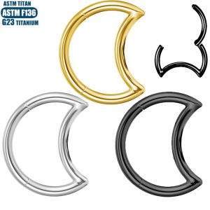 G23 Titanium Alloy Nose Ring Moon Hinge Seamless Open Ring Diaphragm Tracing Earring Earrings Nasal Septal Ring