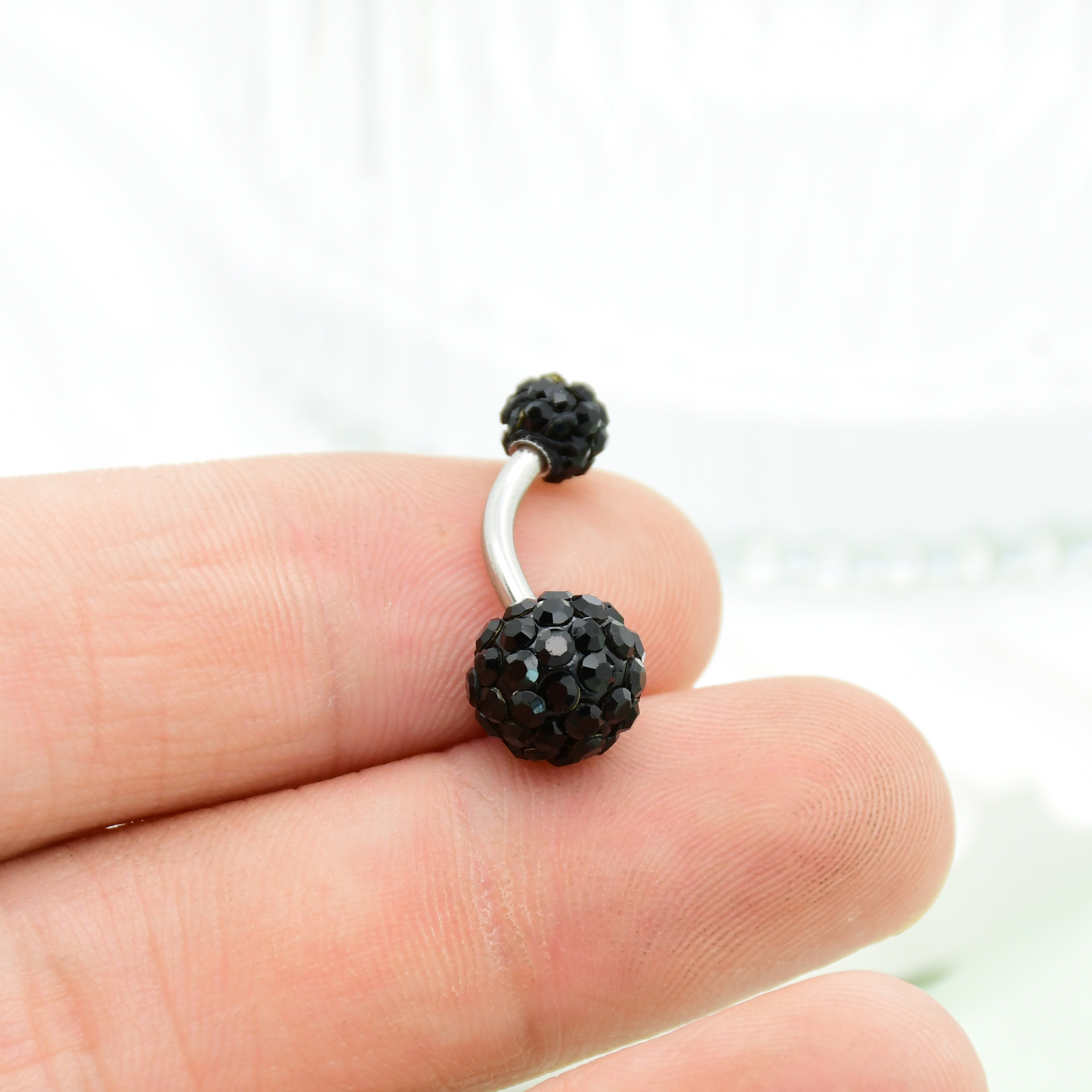 Explosive Mud Ball Shambhala Full Diamond Stainless Steel Titanium Steel Navel Ring Cute European American Wholesale Body Jewelry - Image 3