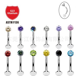 G23 Titanium Belly Button Ring with Green CZ Curved Barbell Body Piercing Jewelry Earrings