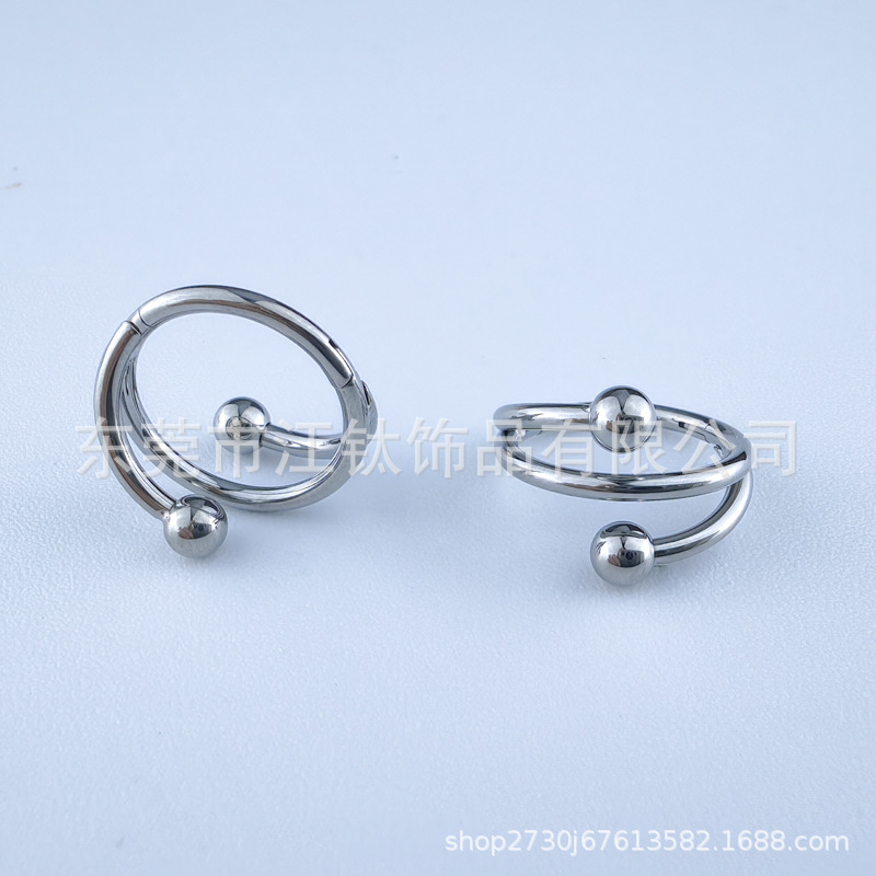 G23 Titanium Nose Ring Double Ball Hoop Earring - ASTM F136 Titanium Alloy Body Piercing Jewelry - Image 2
