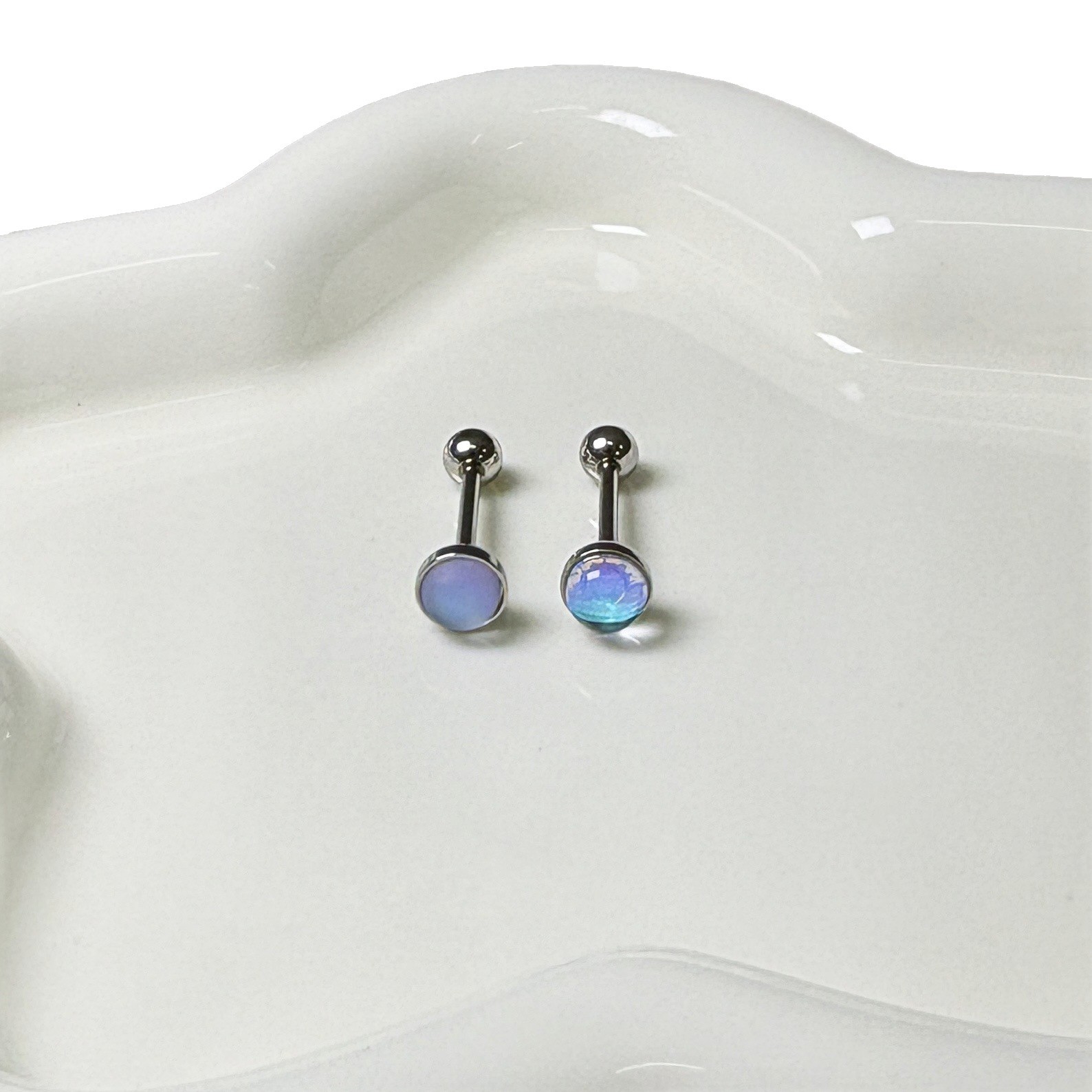 Moonstone Frosted Aurora 316L Surgical Steel Tongue Ring Barbell Externally Threaded Tongue Piercing Jewelry Hot Girl Style - Image 5