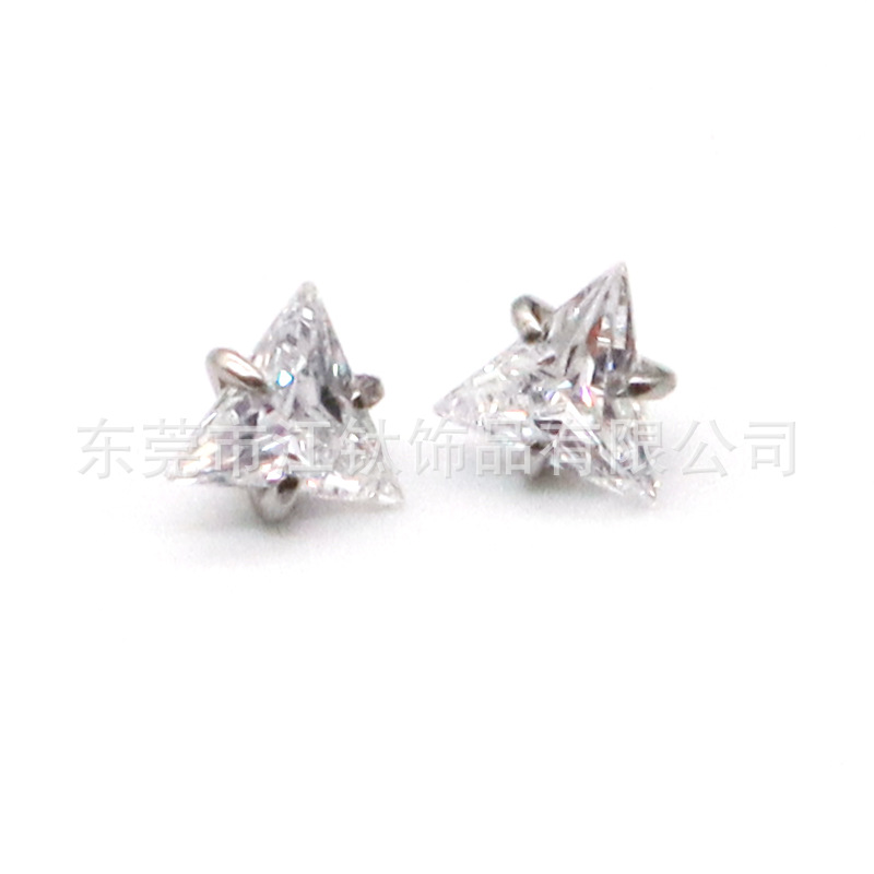 F136 Titanium Labret Lip Ring Triangular Zircon Claw Set 5A CZ G23 Titanium Alloy Piercing Jewelry Ear Cartilage Stud - Image 5