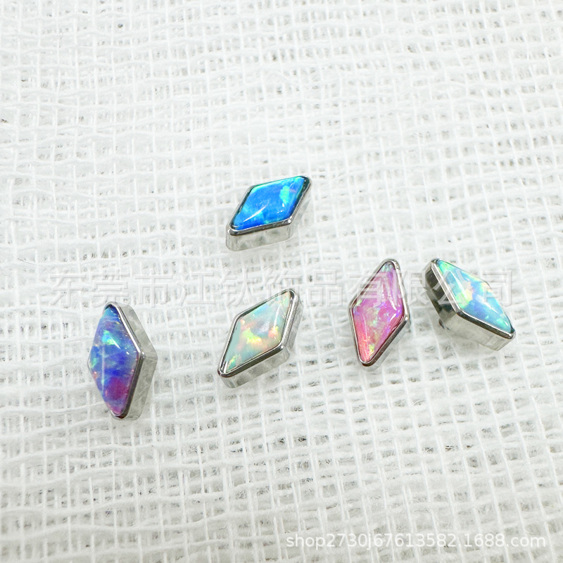 G23 Titanium Opal Ear Nail Lip Stud - 1.2x10mm - ASTM F136 Body Piercing Jewelry - Image 2