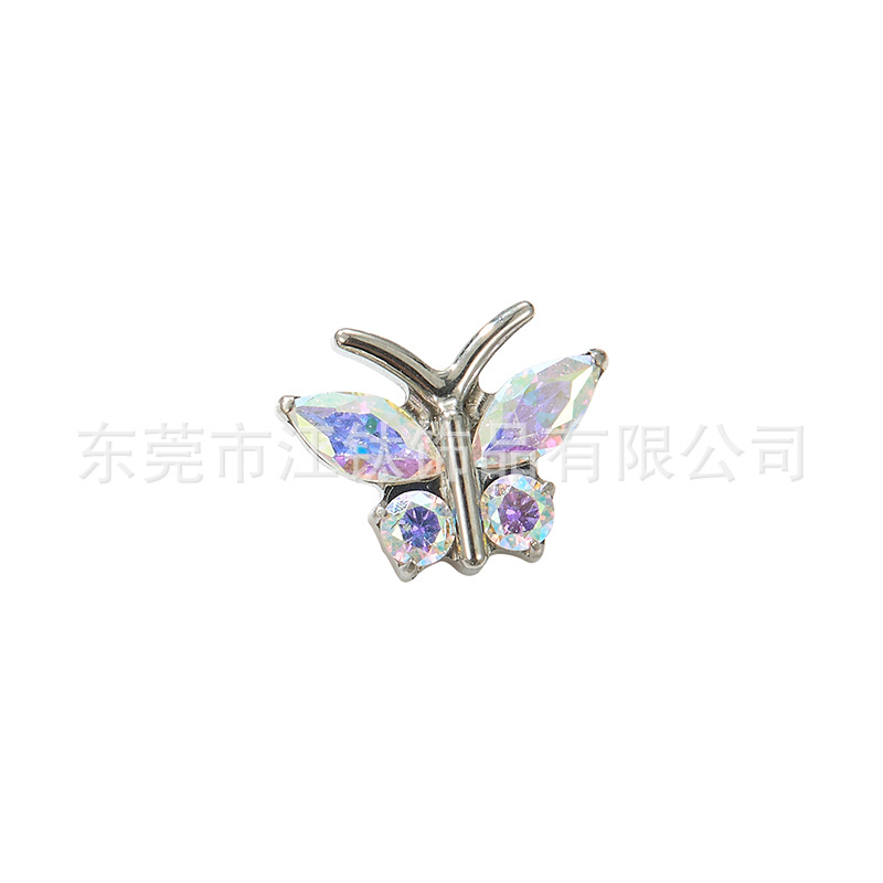 G23 Titanium Alloy Butterfly Ear Bone Nail - F136 Titanium Ear Nail with Zircon Butterfly Lip Nail - Image 5