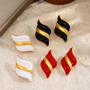 Geometric Stainless Steel Earrings - Conch Jewelry Retro Simple Style for Women