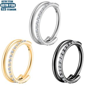 G23 Titanium Hollow Unilateral Diamond Seamless Open Ring Nose Ring Earring Septum Piercing Jewelry Hinge Nose Ring