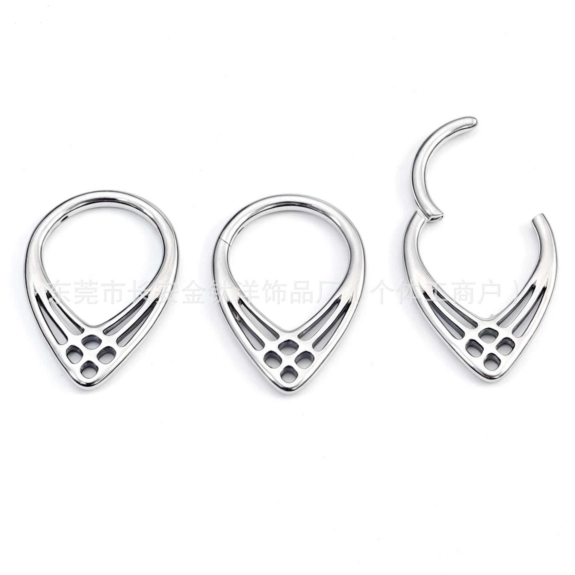 F136 Titanium Drop-Shaped Mesh Closed Ring Pinless Hoop Earrings Nose Ring Seamless Ring G23 Titanium Alloy Piercing Jewelry - Image 2