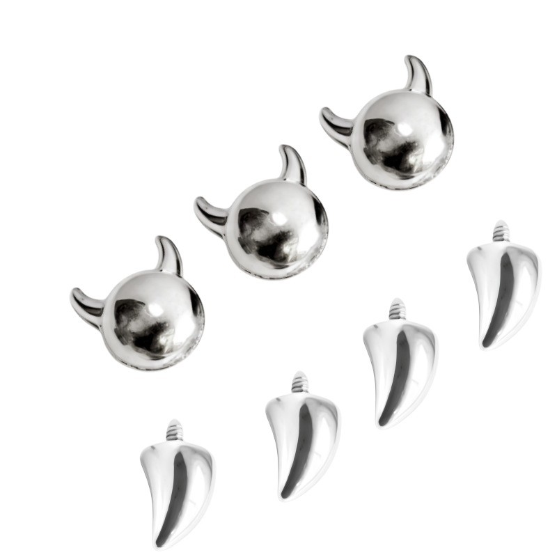 F136 Titanium Little Devil Head Horn Earrings Lip Nails Nose Nails G23 Titanium Alloy Body Piercing Jewelry Ear Bone Nails - Image 5