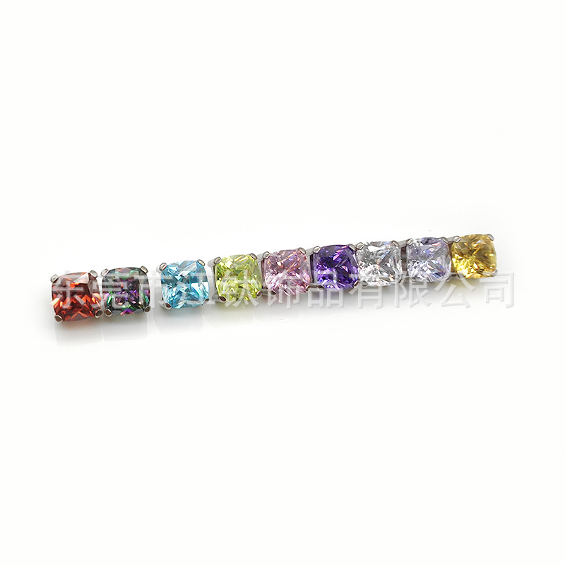 Titanium External Thread Rounded Square Labret Stud Lip Piercing Jewelry 5A Zircon - Image 5