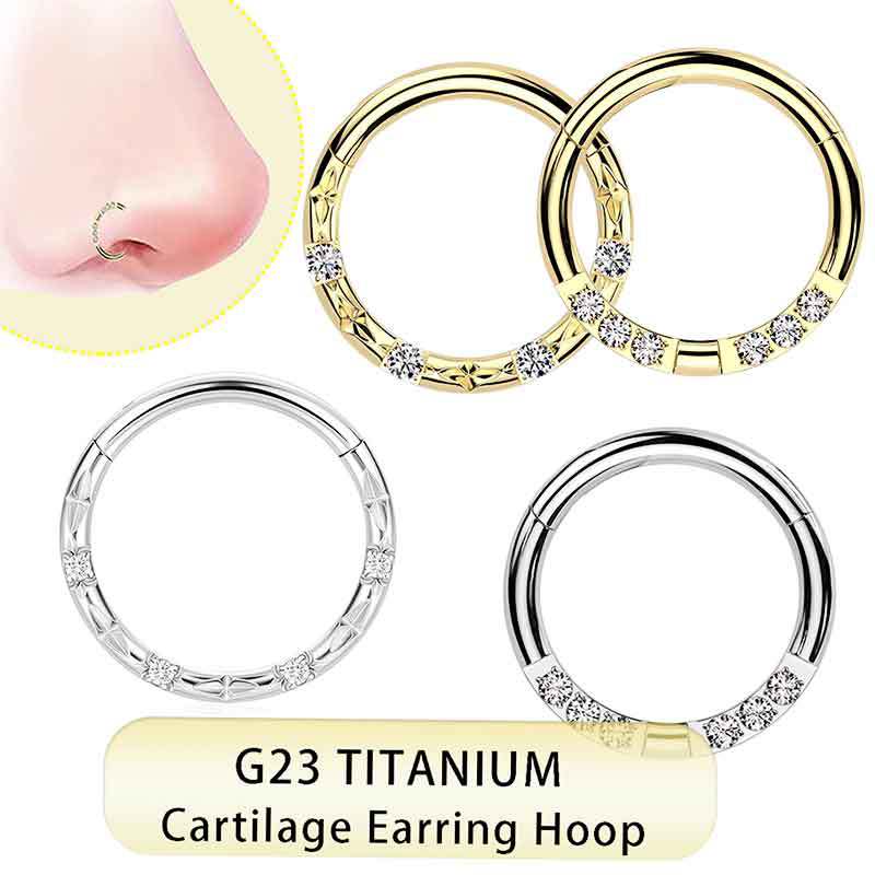 G23 Titanium Nose Ring with Zircon Closure Ring for Men Women Nose Piercing Jewelry - Image 5
