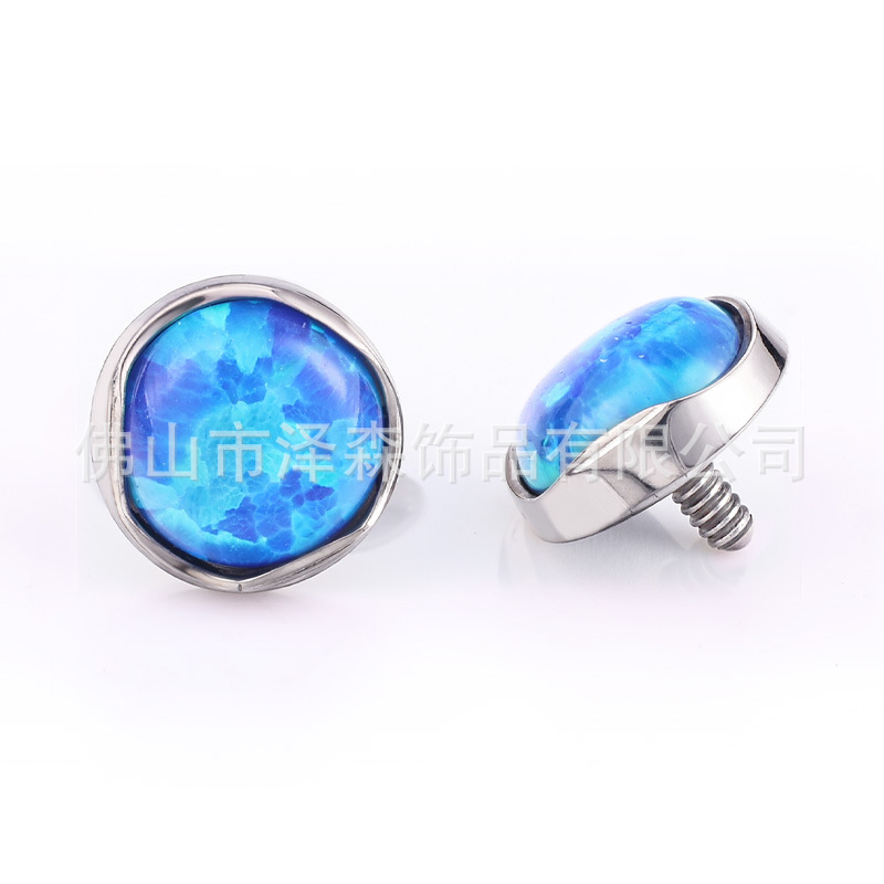 Zesen F136 Titanium Alloy Wavy Edge Opal Earrings Flats Tongue Nail Jewelry Lip Nail Body Piercing - Image 5