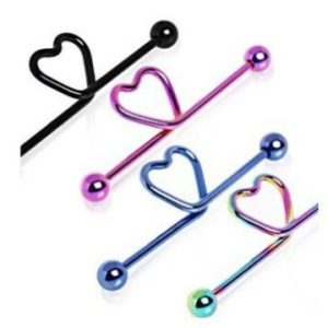 Rose Gold Heart Geometric Earrings for Cartilage Helix Tragus | Body Jewelry