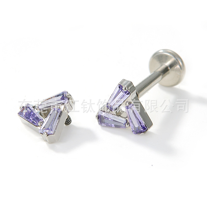 G23 Titanium Ear Cartilage Stud Heart Shape CZ Piercing Jewelry - 16G 8mm Labret Flat Back - Image 5