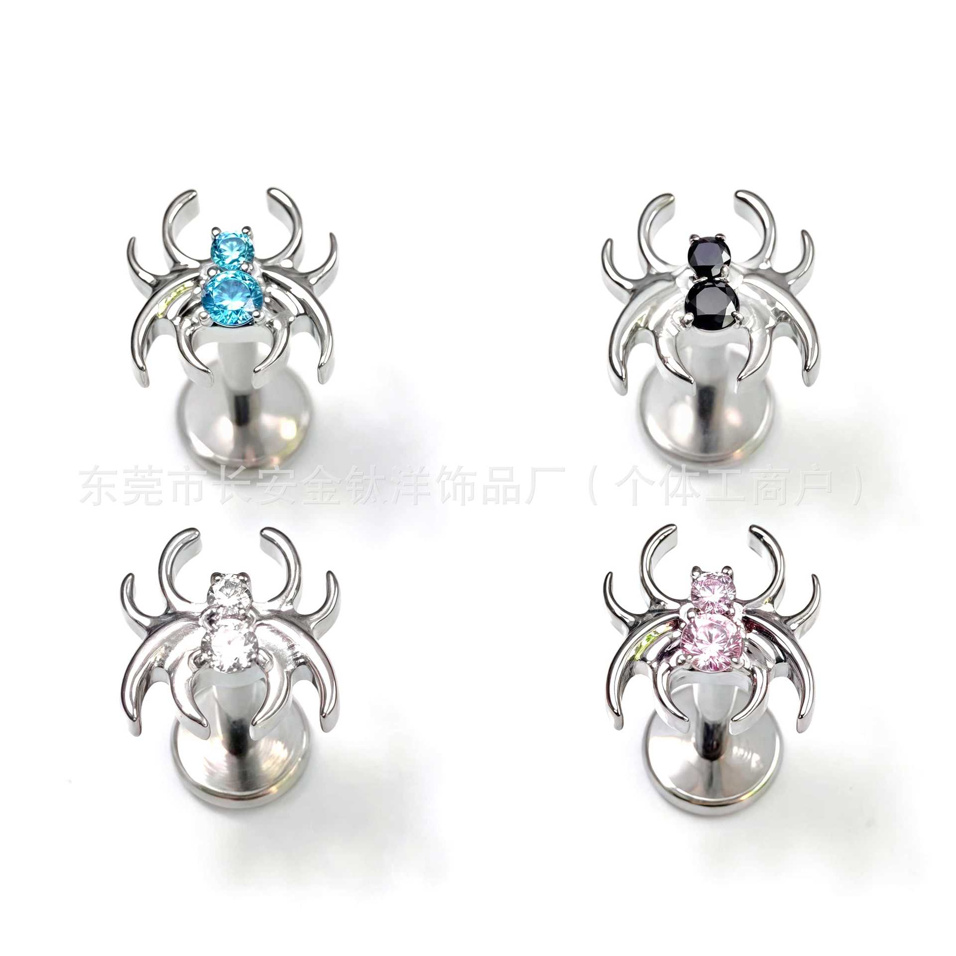 F136 Titanium Spider Inlaid 5A Zircon Marquise Stud Earrings Ear Bone Studs G23 Titanium Alloy Piercing Jewelry Cochlear Studs - Image 2
