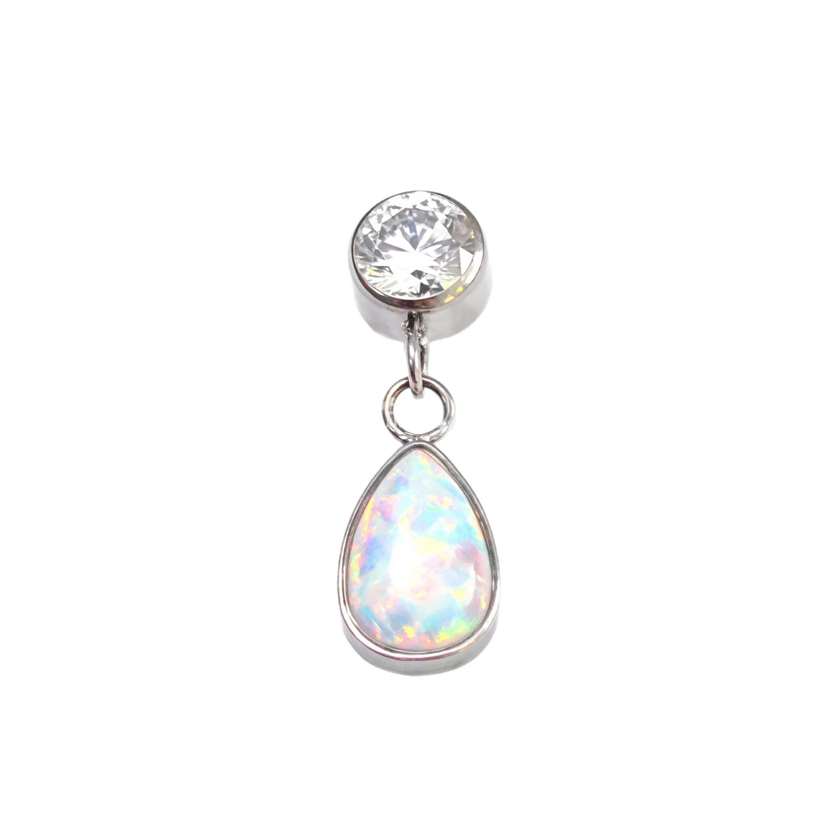 F136 Titanium Pear-Shaped Opal Ear Bone Studs - G23 Titanium Alloy Body Piercing Jewelry - Image 5