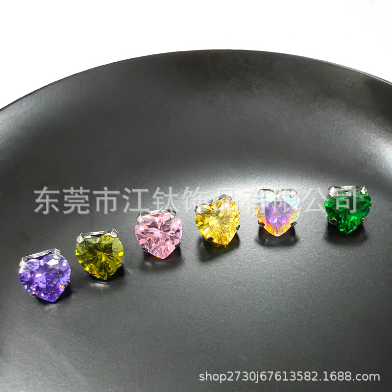 Titanium Ear Cartilage Stud Heart Love Bowl Bottom CZ Zircon Piercing Jewelry - Image 2