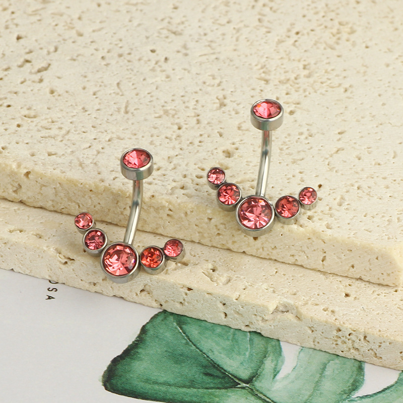 Stainless Steel Diamond Navel Ring Inner Teeth 5 Drill Navel Nails Rewind Navel Buckle Body Piercing Jewelry - Image 2