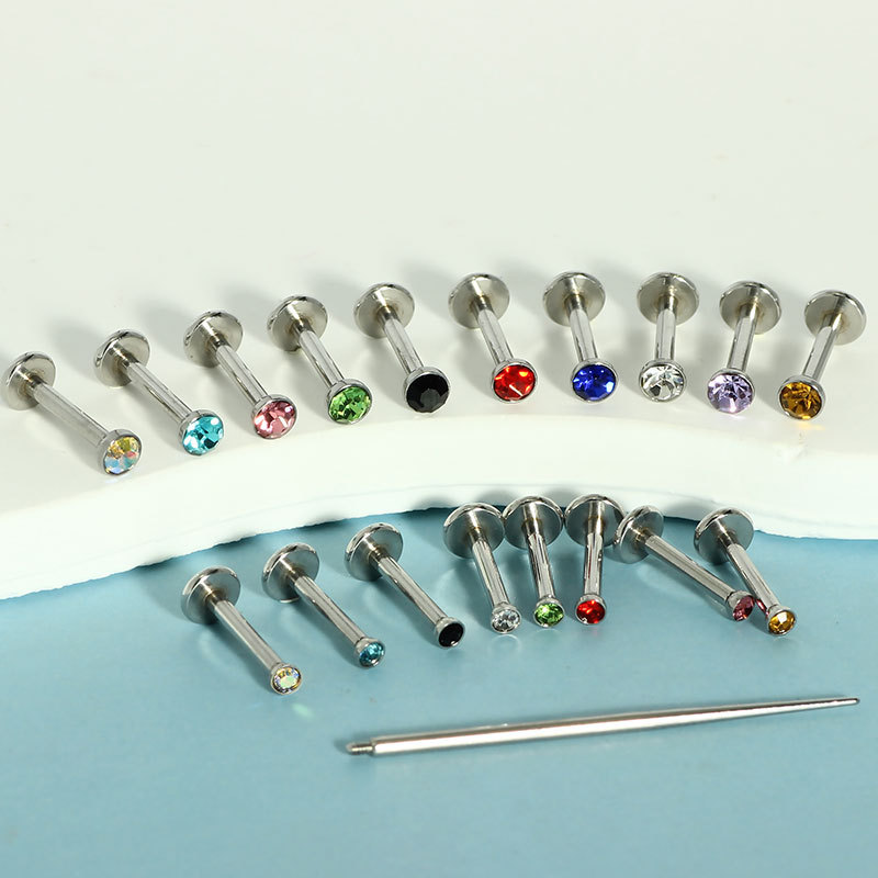 European American Fashion Personalized Internal Thread Diamond Stainless Steel Lip Nail Niche Earrings Wholesale Cross-Border Punk Piercing Jewelry - Image 3