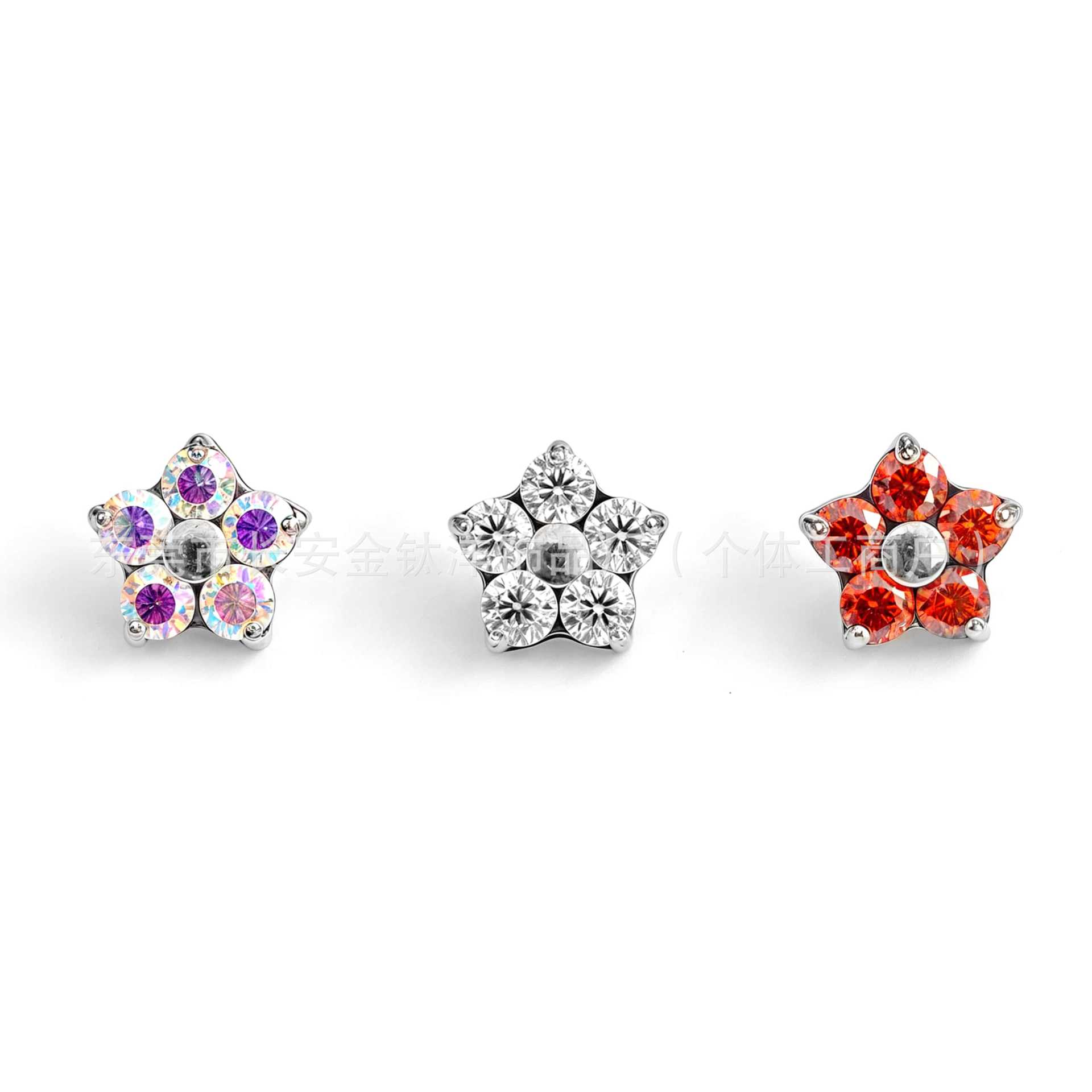 F136 Titanium Flower Five Petals 5A Zircon Earrings Lip Nails Nose Nails Ear Bone Nails G23 Titanium Alloy Piercing Jewelry - Image 4