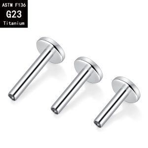 G23 Titanium 1.2mm Internally Threaded Labret Stud Ear Studs Ear Bone Nails F136 Titanium Alloy Piercing Jewelry