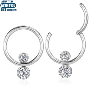 F136 Titanium Piercing Nose Ring Zircon Seamless Open Ring Earring Cartilage Tragus Hoop