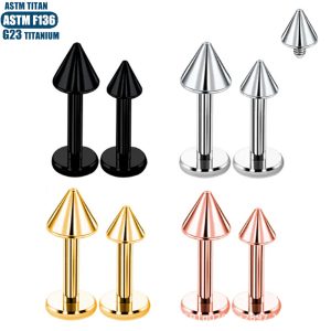 G23 Titanium Pointed Lip Nail Earring Internally Threaded Small Ear Nail Piercing Cartilage Ring Ear Bone Nail Lip Ring