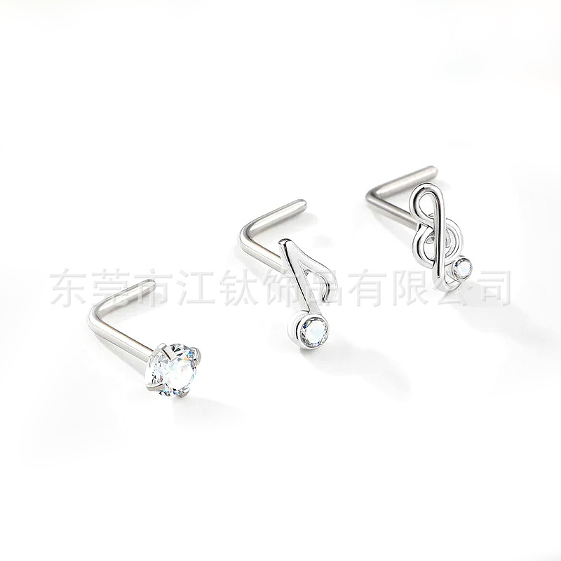 G23 Titanium Alloy Nose Stud Jewelry - Music Note Design for Men Women - Image 3