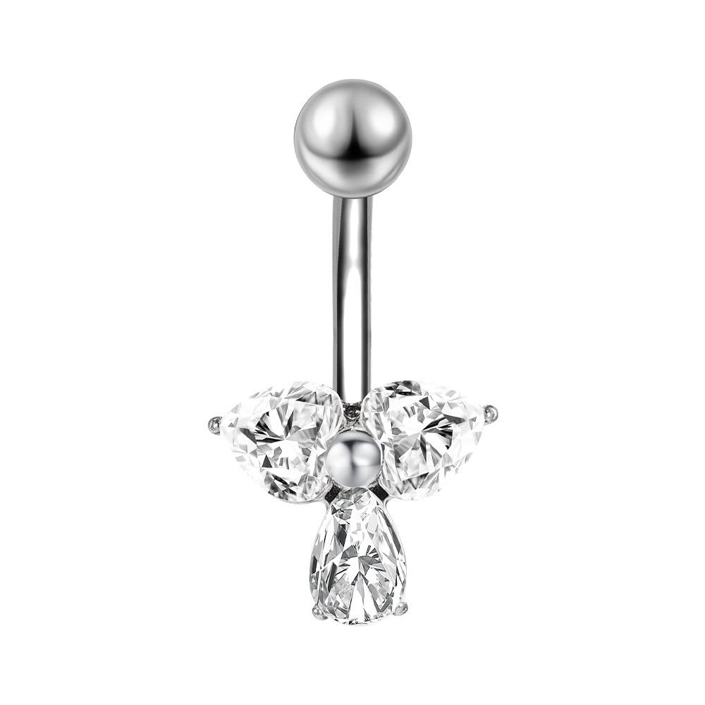 Zesen Stainless Steel 5A Zircon Titanium Steel Diamond Umbilical Ring Body Piercing Jewelry - Image 4