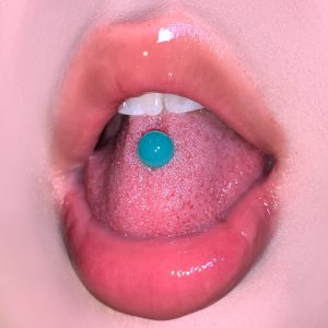 Mint Green Acrylic Tongue Nail Titanium Steel Double-Headed Piercing Jewelry for Hot Girls