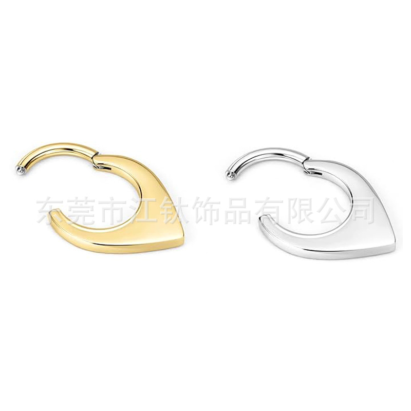 G23 Titanium Nose Ring Water Drop Heart Shape Earring Cross Border Body Piercing Jewelry JT471 Gold - Image 5