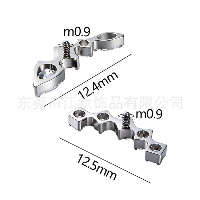 G23 Titanium Alloy Marquee CZ Ear Bone Stud - ASTM F136 Body Piercing Jewelry - Image 2
