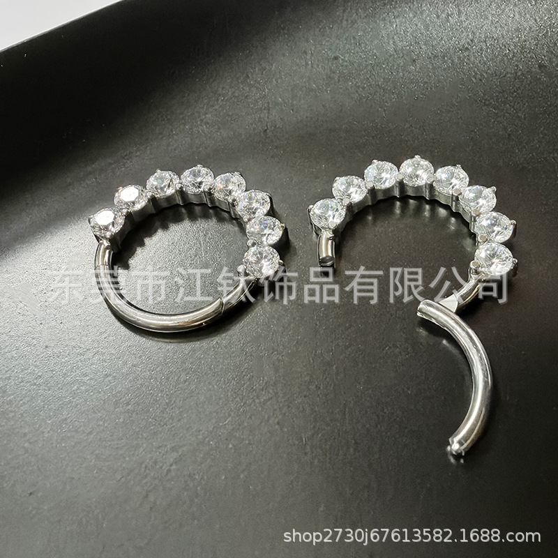 G23 Titanium Nose Ring with CZ Stone - ASTM F136 Seamless Nose Stud Piercing Jewelry - Image 3