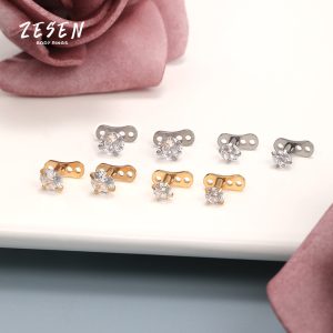Star Wars Three-Eyed Alien Crown Cartilage Stud - 316L Surgical Steel Body Piercing Jewelry, Gold PVD, 16G (1.6mm) x 4mm