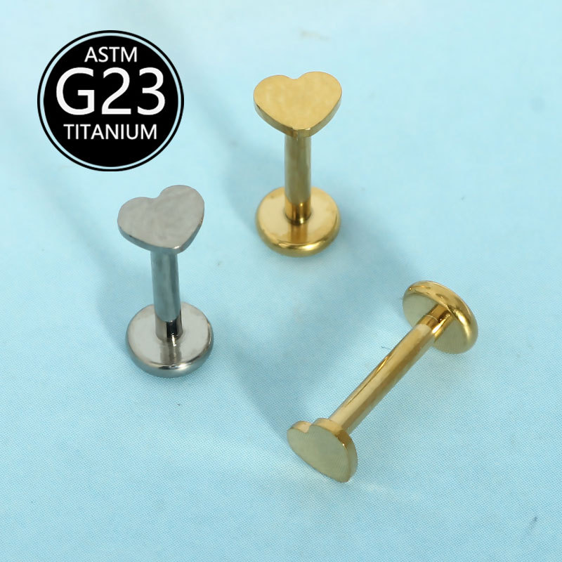 G23 Titanium Lip Piercing Heart Stud Internal Thread 6-10mm Replacement Rod for Piercing Jewelry - Image 2