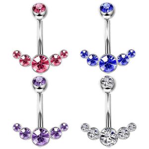 New Fashion European American Hot Selling Navel Stainless Steel Inverted Belly Ring Mixed Color Piercing Jewelry Wholesale
