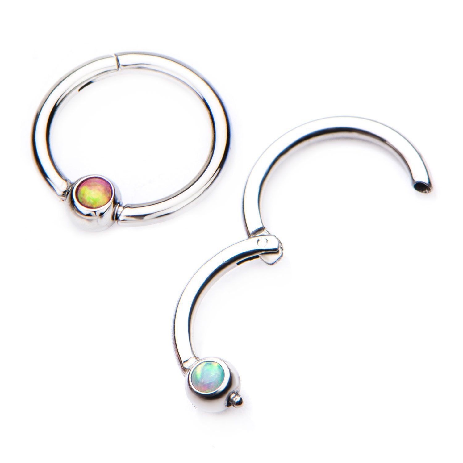 G23 Titanium Nose Ring Captive Bead Ring Opal Inlay Zircon Close Ring Buckle Ring Body Piercing Jewelry - Image 3