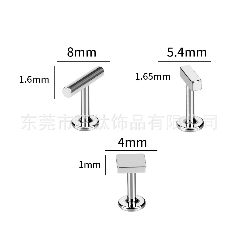 G23 Titanium Alloy Square Geometry Stud Earring for Body Piercing - ASTM F136 Titanium Earrings - Image 2