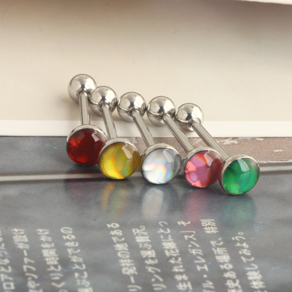 14G Star Red Stainless Steel Externally Threaded Tongue Barbell Tongue Ring - Image 5