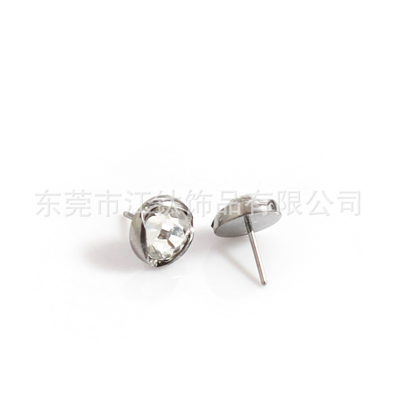 G23 Titanium Lip Labret Stud with Wave Edge Czech Diamond - 5mm Ball - Image 3