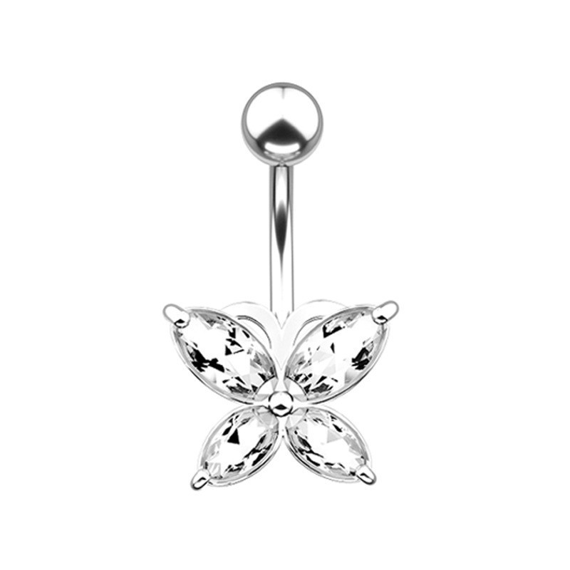Amazon New Copper Inlaid Zircon Butterfly Navel Ring Stainless Steel Piercing Belly Button Jewelry - Image 5