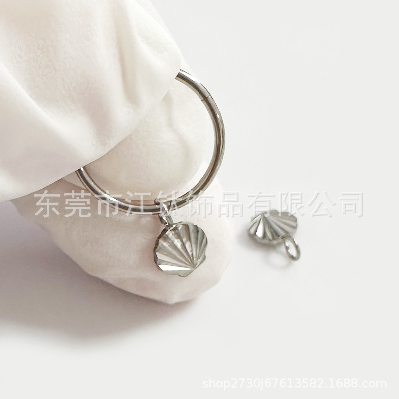 F136 Titanium Shell Earring Closed Ring Anodizable G23 Titanium Alloy Body Piercing Earring - Image 3
