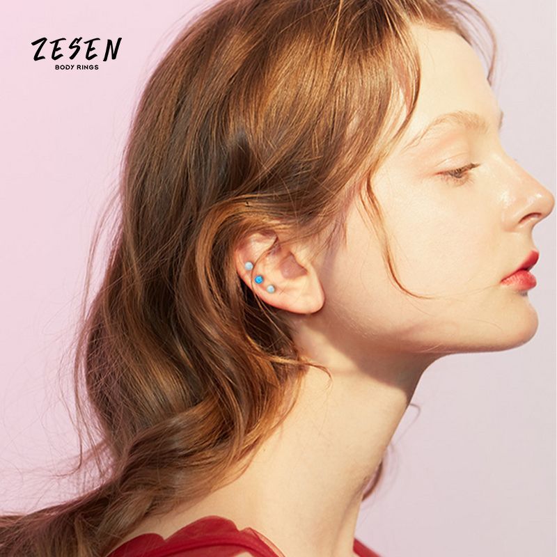 Mini Opal Earrings for Women, Titanium Steel Flat Back Studs, Screw Twist Closure, Simple Elegant Ear Jewelry - Image 4