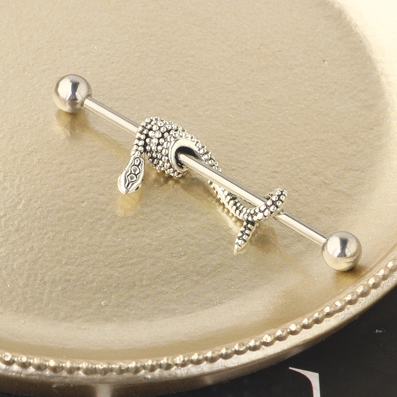 Personalized Python Industrial Barbell Cross Bar Piercing Ear Jewelry Stainless Steel Ear Stud - Image 3